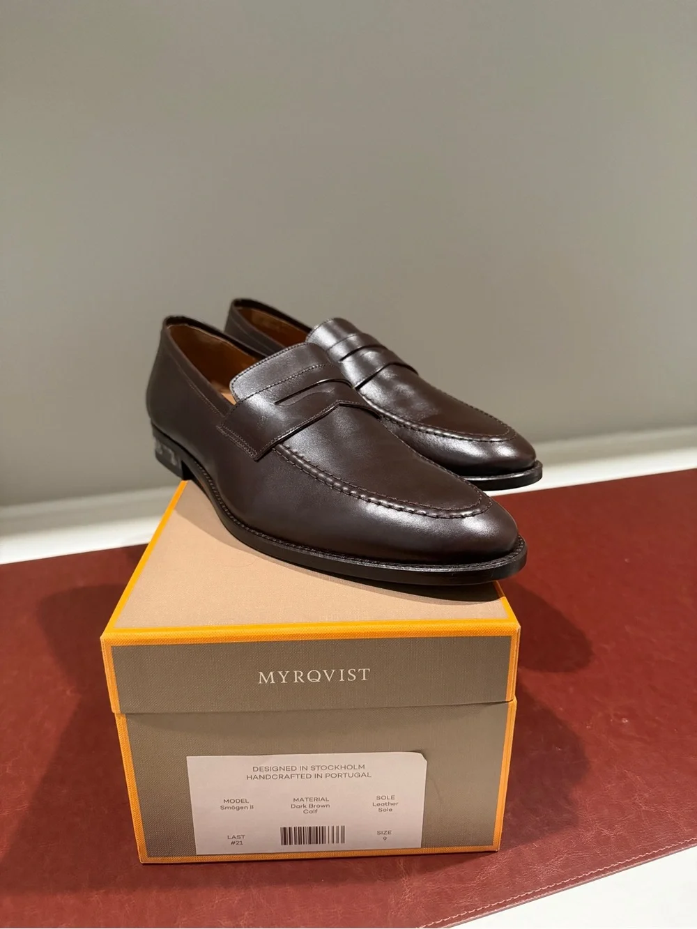 Myroqvist Men’s Dark Brown Leather Penny Loafers